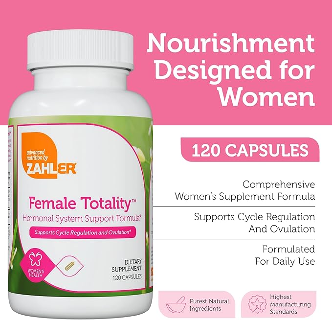 Zahler Female Totality Fertility Supplements for Women Fertility Prenatal Vitamins Certified Kosher 120 Capsules