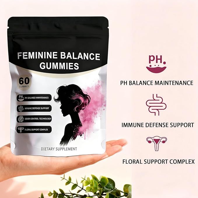 Feminine Balance Gummies for Women - Vegan Pineapple Gummy Vitamins Supports Vaginal pH &amp Healthy Flora 60 Gummies (30-Day Supply) (1)