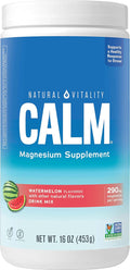 Natural Vitality Calm Magnesium Supplement Anti-Stress Drink Mix Powder Gluten Free Vegan &amp Non-GMO Watermelon 16 oz