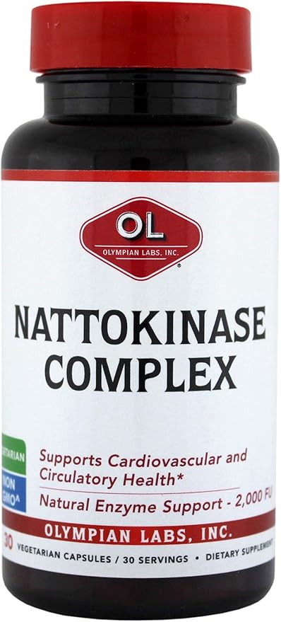 Olympian Labs Nattokinase Complex with Grape Seed Extract Herbal Supplements Superior Heart Health Support - 30 Daily Capsules