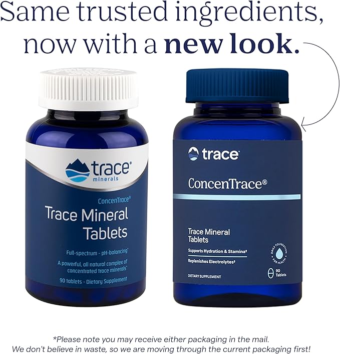 Trace Minerals ConcenTrace Trace Minerals Tablets - Daily Supplement for Overall Wellness - Natural Energy Bone Strength Healthy Connective Tissue &amp Immune System Support - 90 Count (30 Servings