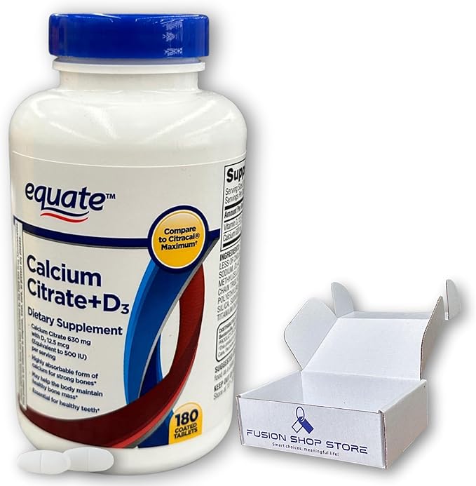 Calcium Citrate with Vitamin D3- Tablets 630mg 180ct (Pack of 1) Boxed by Fusion Shop Store