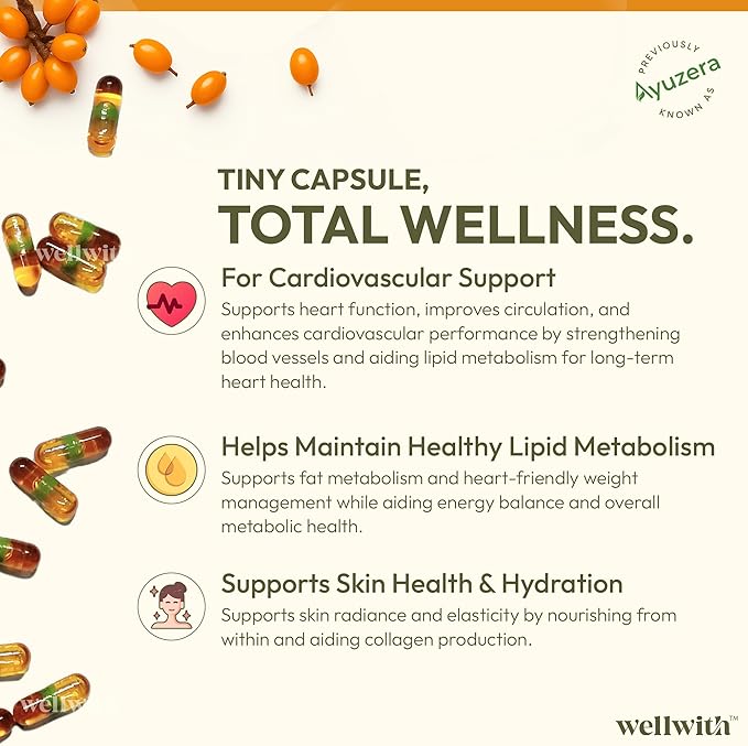 Himalayan Sea Buckthorn Berry Oil | 500mg 90 Softgels Vegan Capsules | Rich in Omega 3 6 7 &amp 9 (Pack of 3)