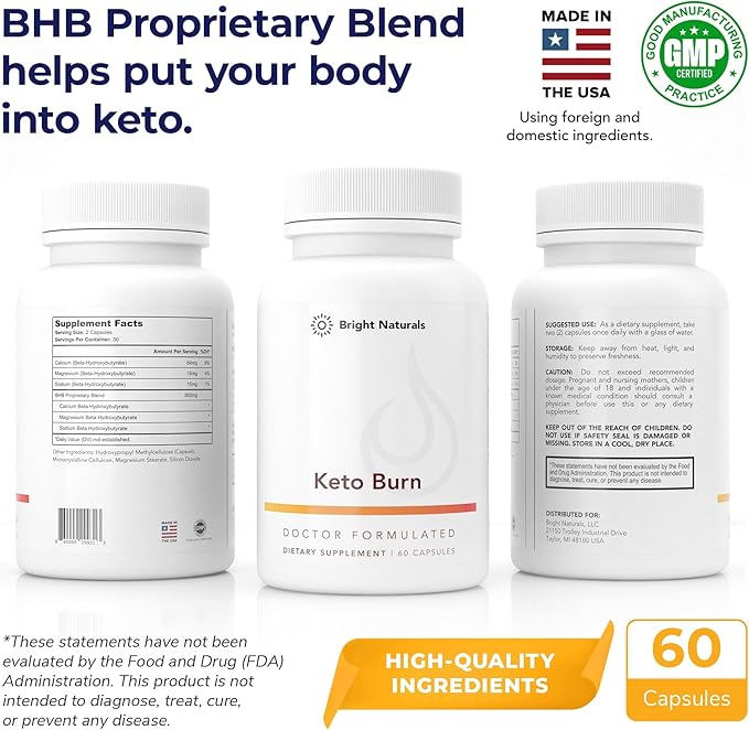 Keto Burn - Keto BHB Supplement for Keto Diet and Energy 30 Servings