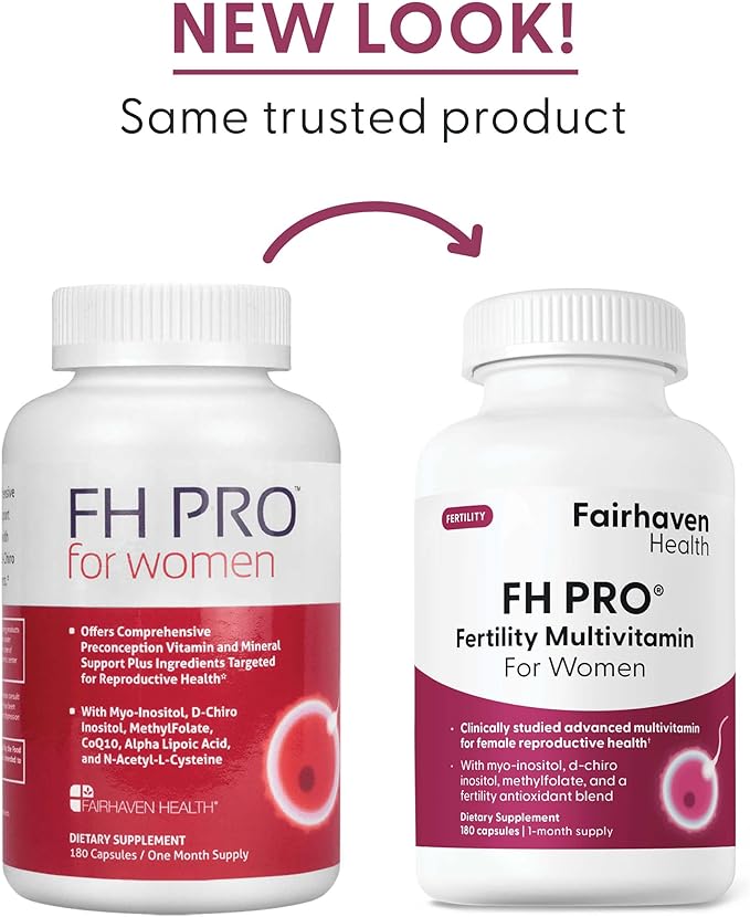 Fairhaven Health FH Pro for Women | Clinically Studied Fertility Supplements for Women | Aids Ovulation Hormonal Balance &amp Regular Cycles* | Conception for Her Fertility Support | 180 Capsules
