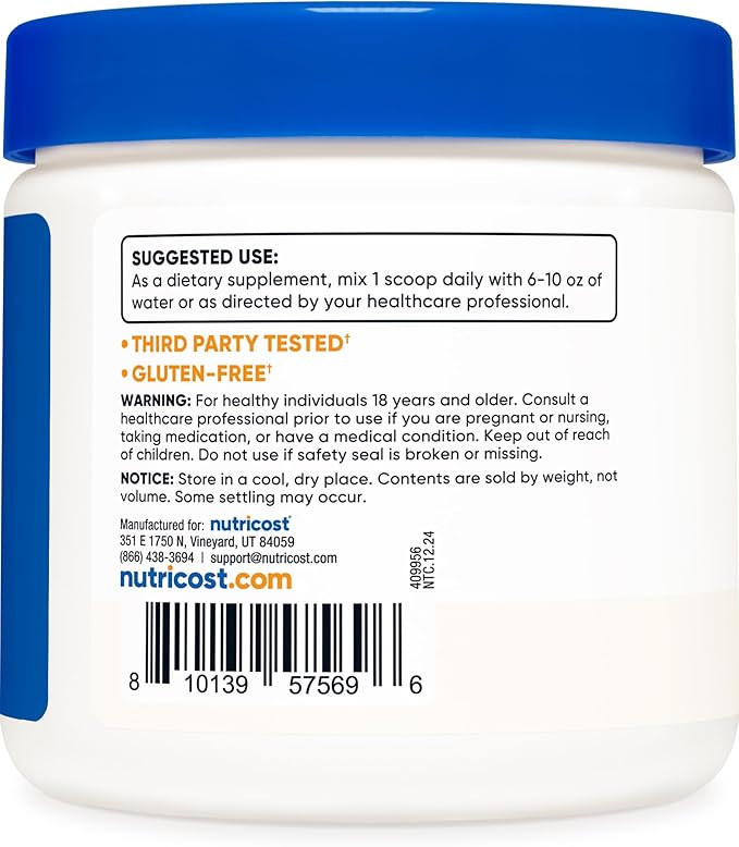 Nutricost N-Acetyl L-Cysteine (NAC) Powder 250 Grams - Vegan NAC Non-GMO Gluten Free
