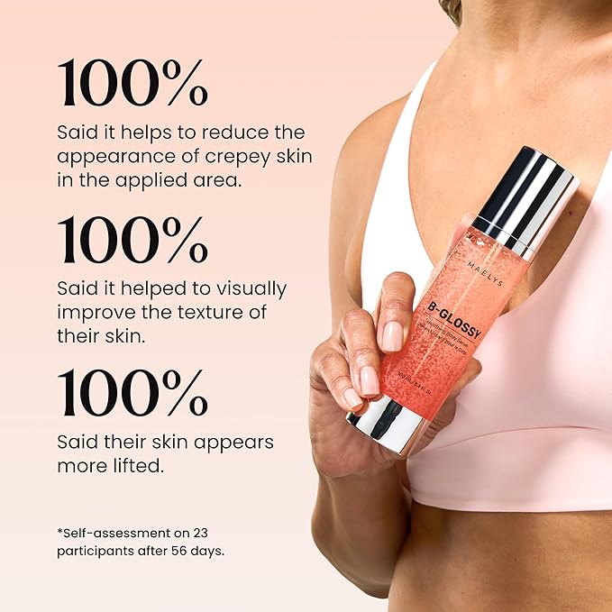 MAËLYS B-GLOSSY Smoothing Body Serum for Women - Hyaluronic Acid &amp Peptide Formula - Helps Reduce the Look of Wrinkles Texture &amp Crepey Skin - Lightweight Fast-Absorbing Anti-Aging Serum (3