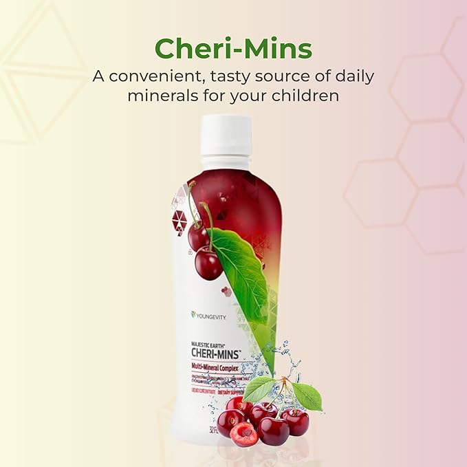 Youngevity Cheri-Mins™ Plant Derived Liquid Minerals - Great Tasting Formula - 77+ Natural Unaltered Trace Minerals - Colloidal Form Humic Shale (32 Fl Oz)