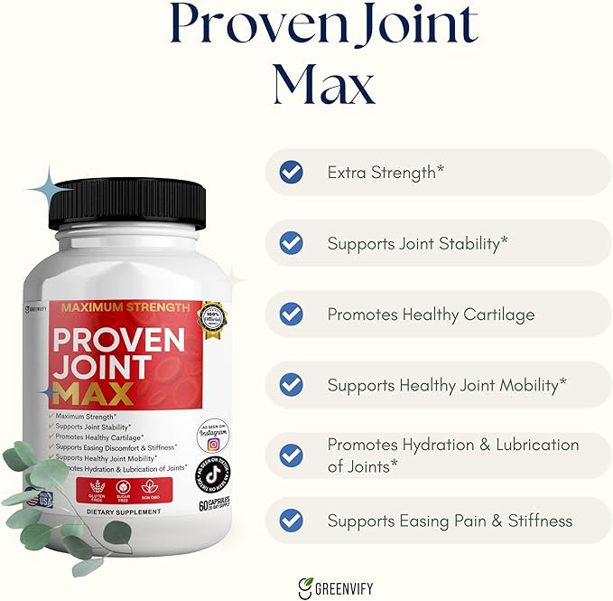 Maximum Strength Joint Max Supplement 60 Capsules with Glucosamine Chondroitin Turmeric 20 Day Supply (3)