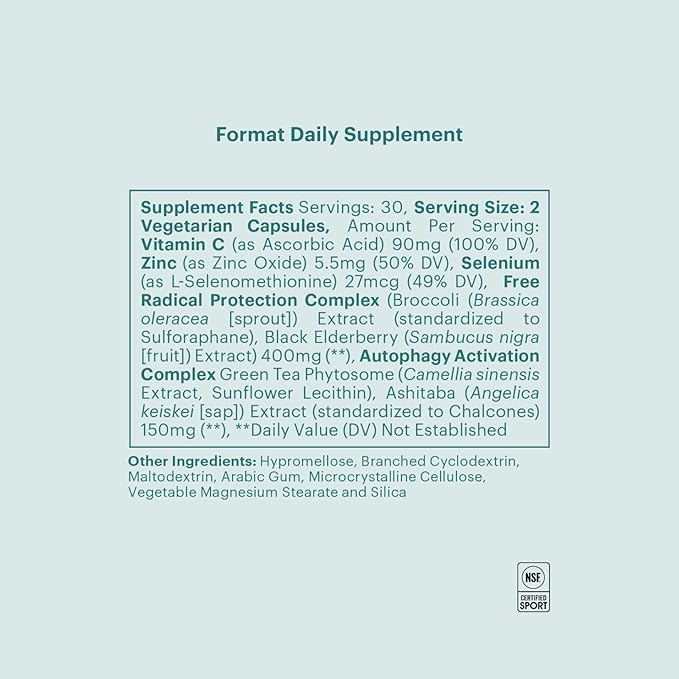 ELYSIUM Format Immune Support Supplement - Vitamin C Supplement Immunity Support Immune Defense Intermittent Senolytic Complex Immune Support for Adults Complete Immunity Supplement - 60ct