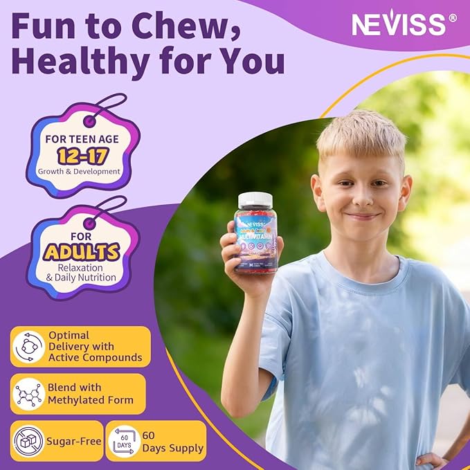 Teen Vitamins Methylated Multivitamin Gummies for Boys Girls 12-17 w/ Magnesium Glycinate Omega-3 L-Theanine for Teens Kids Calm &amp Focus Gummies Supplement 23-IN-1 Formula Sugar Free 120 ct
