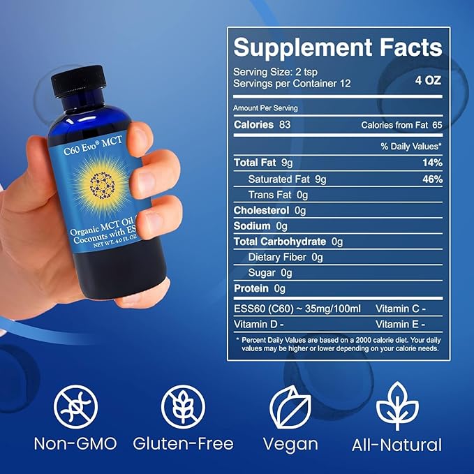 All-Natural Edible Oils 4oz Sampler Set with Pure C60 ESS60 Immune Support and Joint Support Supplement with Olive Oil Avocado Oil &amp MCT Coconut Oil Set of 3 4 oz
