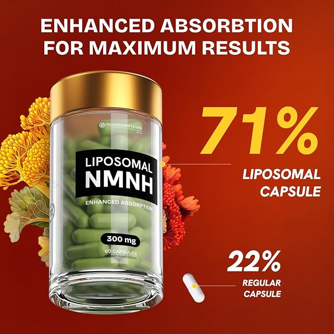 Liposomal NMNH Supplement 300mg – Boosts NAD Anti-Aging Energy &amp Focus – NMM Capsules Alternative to for Cellular Vitality – Third-Party Tested 120 Vegan Capsules | 2 Packs