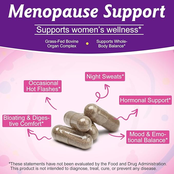 Beef Organ Supplement for Women Beef Liver Capsules Supplement Supports Women's Overall Energy and Health Balance Hormones Energy Menstrual Skin Care Hormone Balance for Women 2x60 Capsules