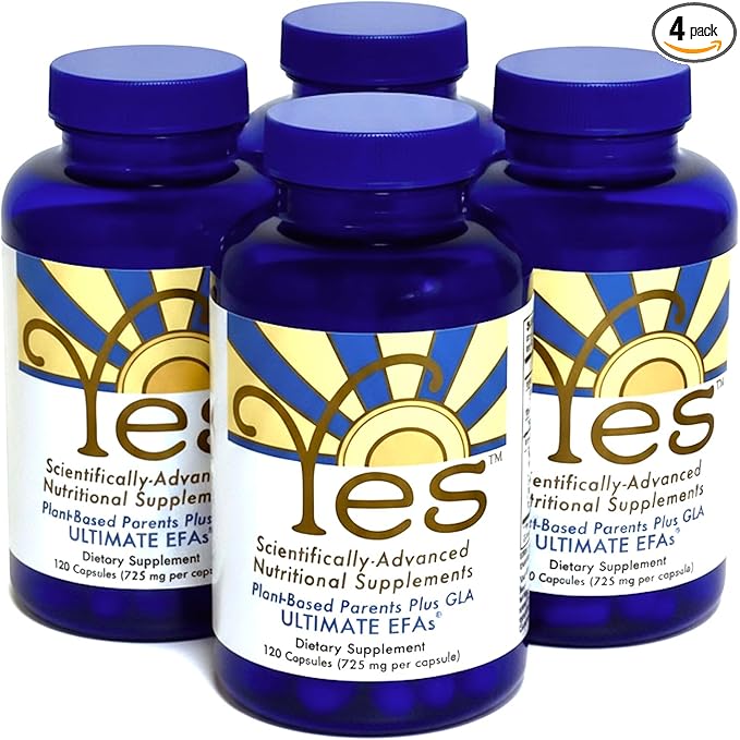 YES Plant-Based Omega 3-6-9 – Burpless Fish Oil Alternative with Flax Evening Primrose (GLA) Pumpkin Sunflower &amp Coconut Oil – Heart Skin Eye &amp Immune Support – 120 Capsules (4 Pack)