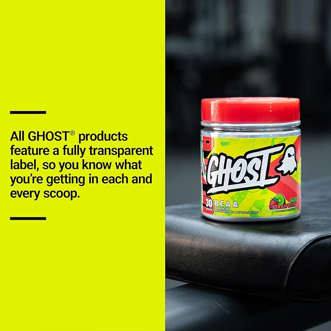 GHOST BCAA Powder Amino Acids Supplement Kiwi Strawberry - 30 Servings - Sugar-Free Intra Post &amp Pre Workout Amino Powder &amp Recovery Drink 7G BCAA