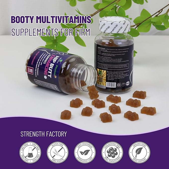 Hip Glute &amp Curve Support Gummies for Women Booty Multivitamins Supplements Support Muscle Tone &amp Feminine Silhouette 60 Count