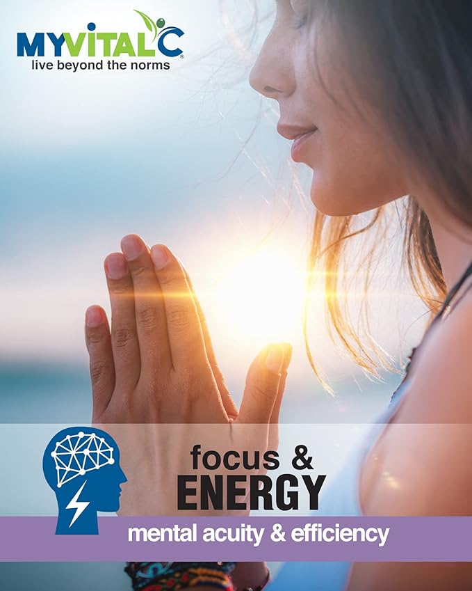 MyVitalC Focus &amp Energy Supplement - Pure ESS60 in Organic Extra Virgin Olive Oil - 30 Day Supply 150 ML - Pack of 6
