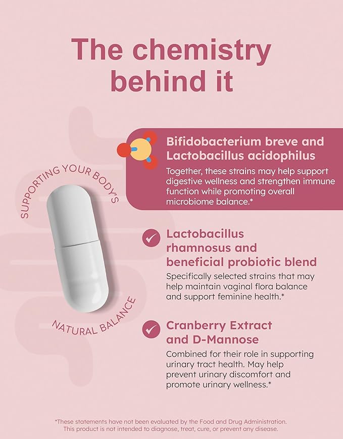 Women's Probiotic with Cranberry D-Mannose &amp Prebiotics + Digestive Enzymes Lactase Lipase &amp Bromelain for FODMAP Carb Fat &amp Protein Breakdown for Bloating Gas &amp Food Sensitivitie