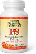 Natural Factors Phosphatidylserine Support for Memory Concentration and Brain Functions Soy and Gluten Free 120 Softgels