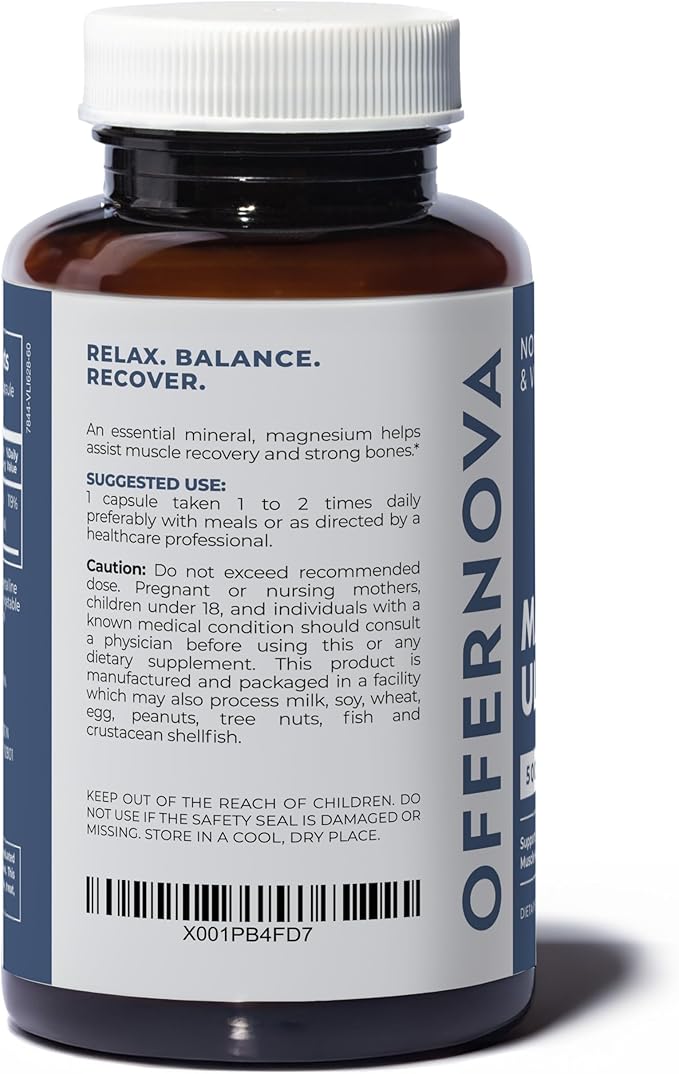 Offernova Magnesium Ultra - High Absorption 500mg Vegan Magnesium Citrate &amp Oxide Complex - Boost Sleep Digestion &amp Muscle Health for Men &amp Women – Constipation Relief - Citrato de Magnes