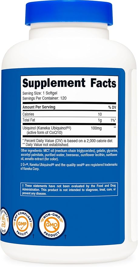 Nutricost Ubiquinol Softgels (120 Softgels | 100 mg Per Serving) - Superior Absorption Antioxidant | Active Form of CoQ10 - Gluten Free Non-GMO