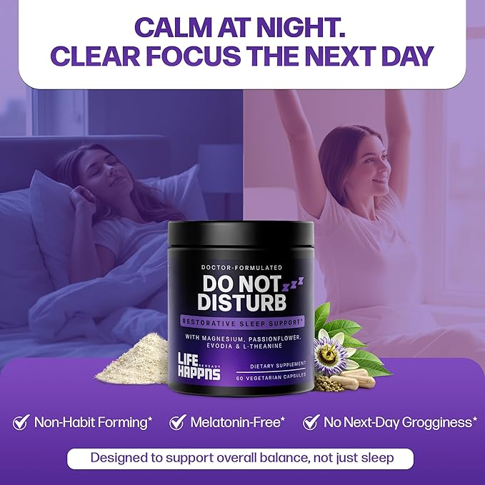 Doctor Formulated Triple Magnesium for Sleep Calm &amp Relaxation with Chelated Magnesium Glycinate L-Theanine Passionflower &amp Evodia – Non-Habit No Melatonin Magnesium Sleep Aid Support Supp