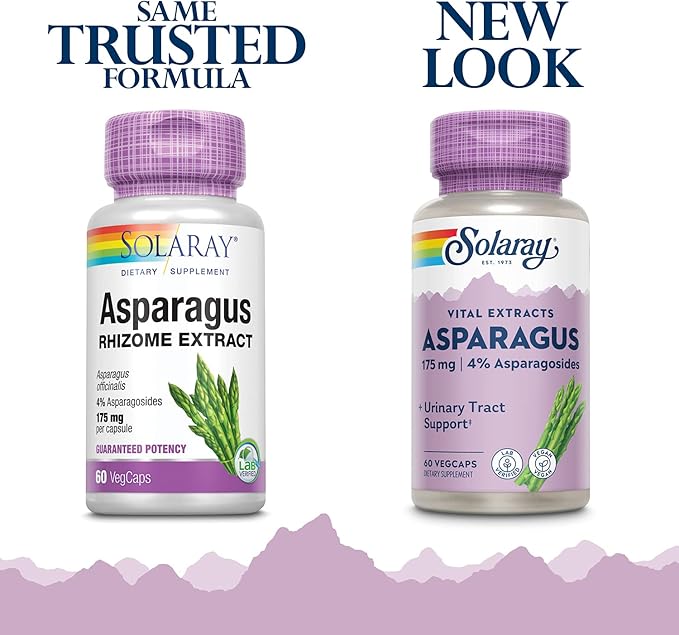 SOLARAY Asparagus 175 mg Supplement with Whole Root - Asparagus Extract Capsules for Men &amp Women Urinary Tract &amp Digestive Health Support Vegan Formula - 60 Veg Caps
