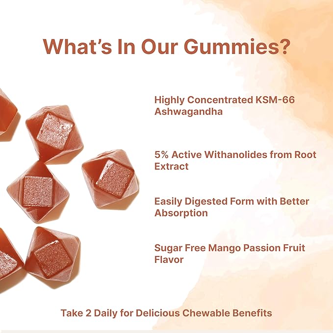 Micro Ingredients KSM-66 Ashwagandha Gummies 120 Count | Sugar Free Mango Passion Fruit Flavor | Potent Root Extract | Stress Relaxation &amp Sleep Support* | Non-GMO