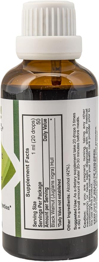 Salem Botanicals Black Walnut Hull Liquid Extract - Herbal Digestive Support Supplement | Supports Healthy Digestion &amp Gut Balance - 1.7 fl oz (50 ml)