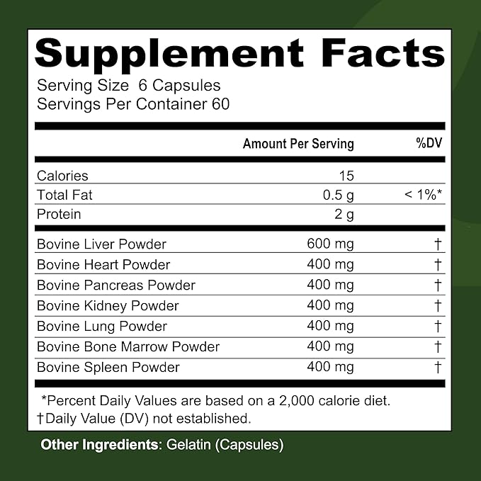 Beef Organ Supplement Grass Fed - 7 Beef Organs Complex from New Zealand - Liver Heart Pancreas Kidney Lung Spleen Bone Marrow - Non-GMO No Fillers Hormone &amp Antibiotic Free - Carnivore Diet - 3