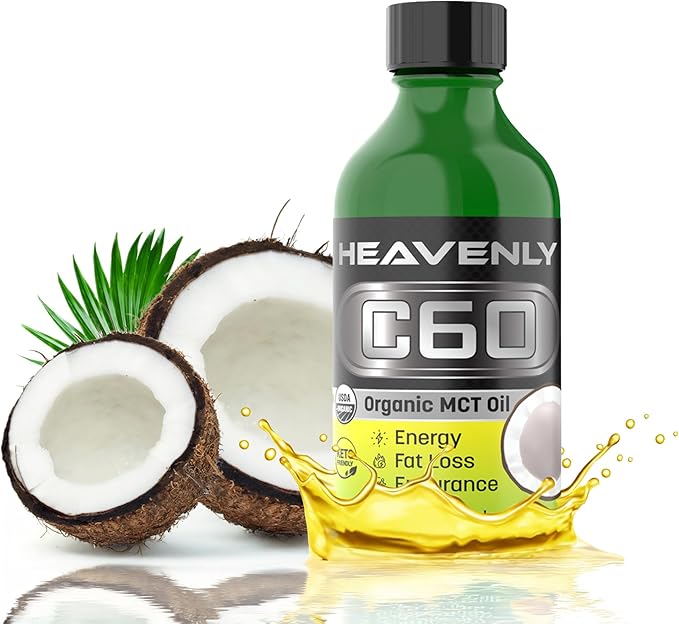 HNP Labs C60 MCT Organic Coconut Oil Cold Pressed - Enhance Natural Healing Amplify Energy &amp Mental Clarity - MCT Oil Organic Perfect for Enhanced Physical Performance Skin Vitality &amp Hair G