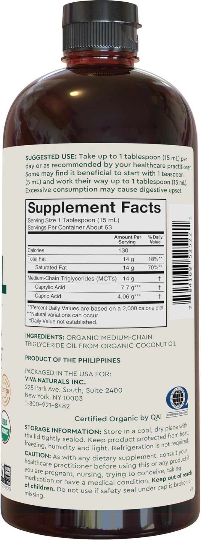 Viva Naturals Organic MCT Oil 32 fl oz – MCT Oil for Coffee USDA Organic Non-GMO Paleo Certified &amp Keto Friendly Supports Energy &amp Mental Clarity