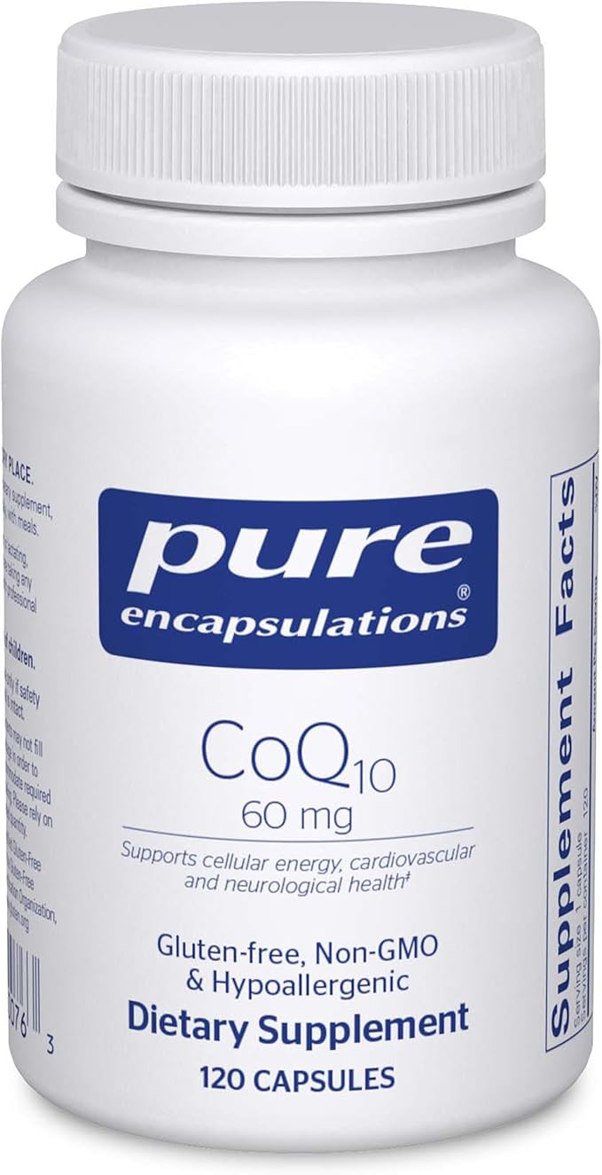 Pure Encapsulations CoQ10 60 mg | Coenzyme Q10 Supplement for Energy Antioxidants Brain and Cellular Health Cognition and Cardiovascular Support* | 120 Capsules