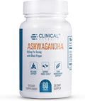 Clinical Effects Ashwagandha with Black Pepper for Stamina and Calm - 60 Ashwagandha Capsules - Made in the USA