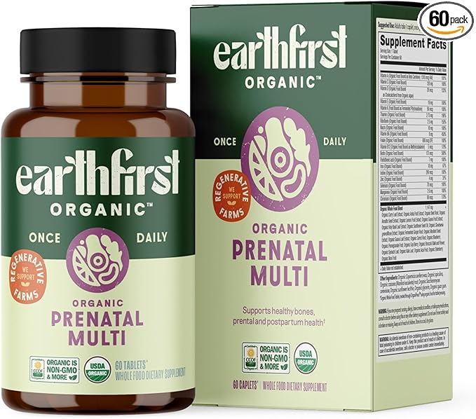 Prenatal Once Daily Multivitamin for Women for Conception Pregnancy Postpartum &amp Breastfeeding Folate Iron &amp Organic Whole Food Blend Vegan 60 Count