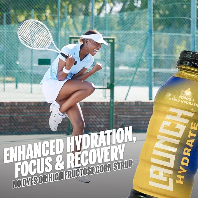 Sports Drink: Tropical Flavor - 16.9 Oz (12 Pack) Energy Drink + Hydration Real Cane Sugar Electrolytes Cognizin for Focus Vitamin B12 Energy Boost L-Glutamine Hydration Formula No Artificial S