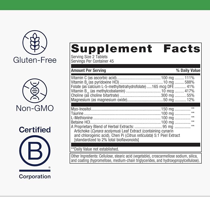 Metagenics Lipo-Gen - Lipotropic Liver &amp Gallbladder Support Supplement* - with Vitamin B12 Choline Inositol &amp Artichoke Extract - Supports Fat Metabolism &amp Detoxification* - 90 Tablets