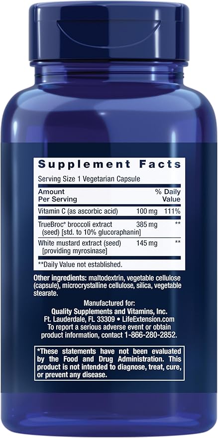 Life Extension Optimized Broccoli with Myrosinase Liver and Detox Supplement Advanced bioavailable Once-Daily Non-GMO Vegetarian Gluten-Free 30 Capsules