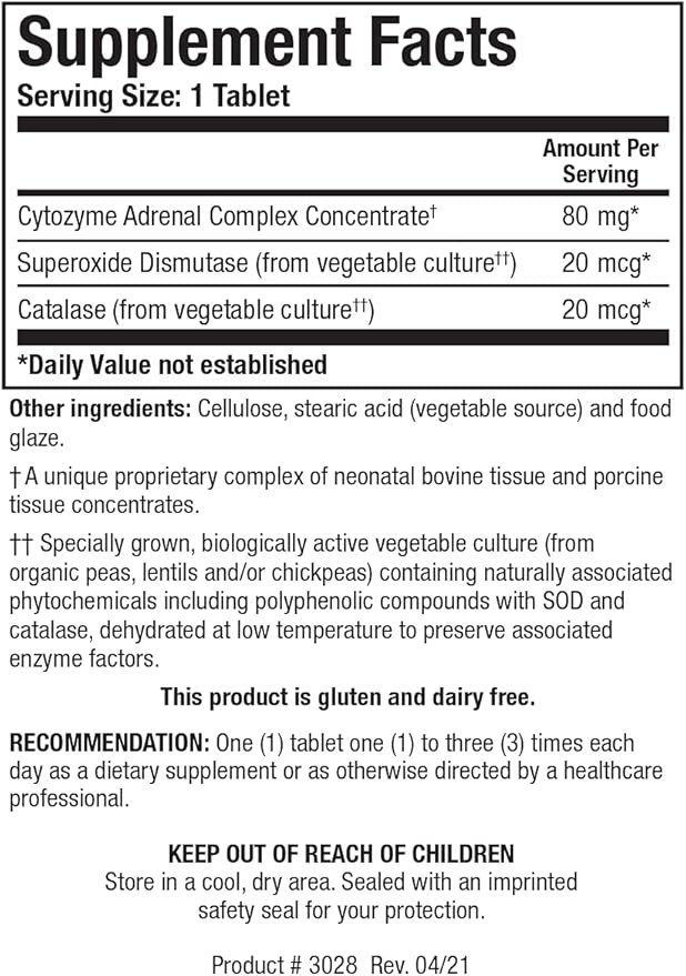 Biotics Research Cytozyme-AD™ Adrenal Support Supplement for Women &amp Men– Supports Healthy Adrenal Function Normal Energy Levels &amp Overall Wellbeing &amp Promotes Calm – 180 Tablets