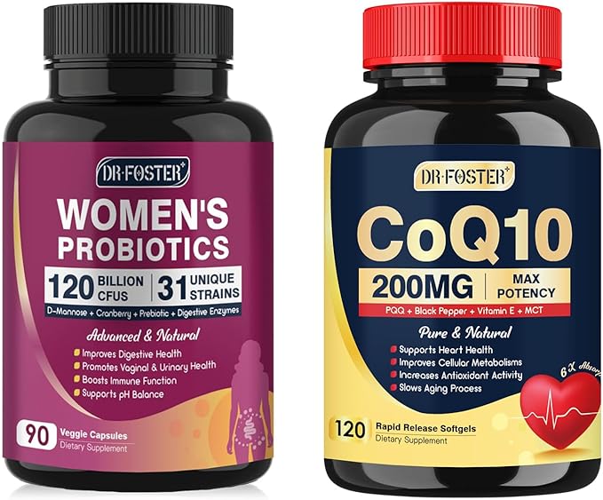 DRFOSTER Probiotics for Women + Coq10 200mg CoQ10 Supplement