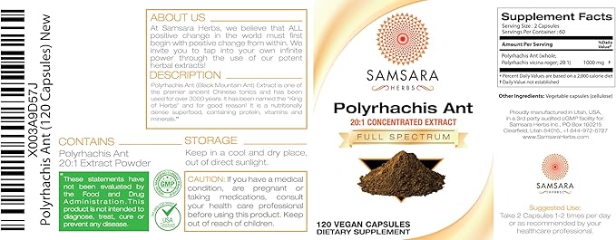 Samsara Herbs Polyrhachis Black Ant Extract - (120 Capsules)