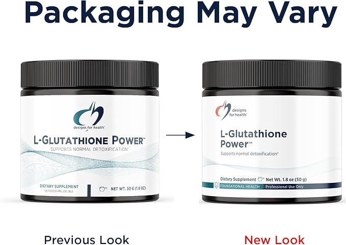 Designs for Health L-Glutathione Power 1000mg - Reduced L-Glutathione Powder Supplement to Support Normal Detoxification - Immune + Antioxidant Support - Easy Mix-in Drink Powder (50 Servings / 50g)
