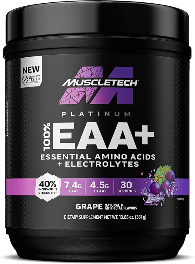 MuscleTech | Platinum Essential Amino Acids Supplement with Electrolytes | Pre-Workout Powder for Energy Muscle Growth &amp Strength Builder for Men &amp Women | 387 grams | 30 Servings