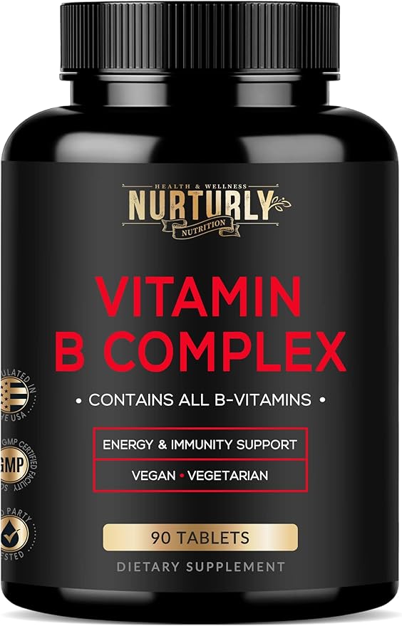 Vitamin B Complex - Contains All Essential B Vitamins - B1 B2 B3 B5 B6 B7 B9 B12 and Biotin - Super B Complex Vitamins for Energy Immunity and Mood Support - 90 Tablets