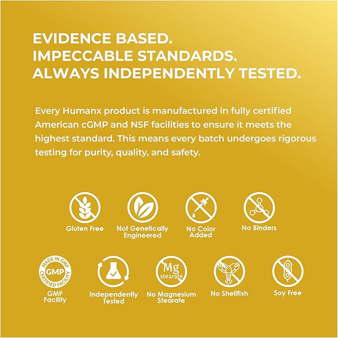 HUMANX Lactoferrin 500mg - Powerful Serving Size (Gluten Free Non GMO Soy Free Supplements) - A Component in Colostrum - USA Made Supports Healthy Immunity Iron Utilization &amp Absorption