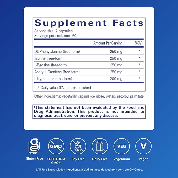Pure Encapsulations Cognitive Aminos | Hypoallergenic Supplement for Cognitive Function Support | 120 Capsules