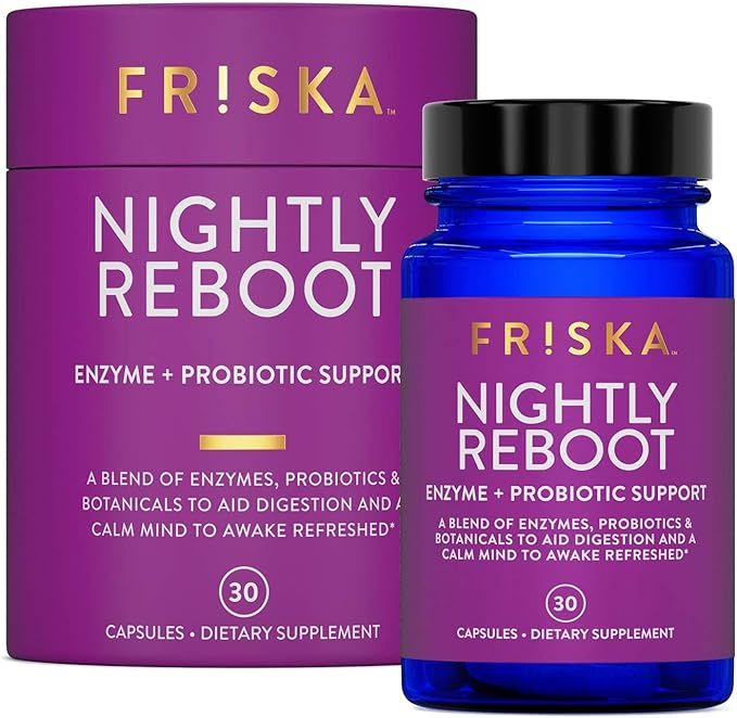 FRISKA Mens &amp Nightly Probiotic Bundle | Digestive Enzymes &amp Probiotics Supplement | Male &amp Nightime Digestion &amp Bloating Support | 30 Capsules per Bottle