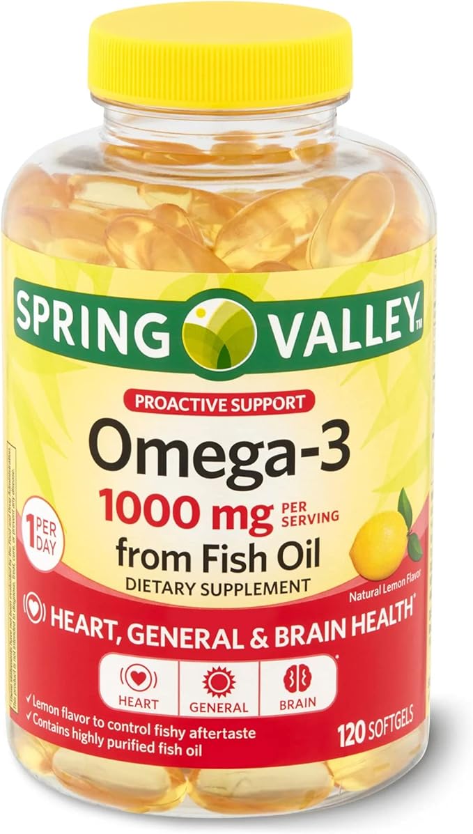 Omega-3 from Fish Oil Heart General &amp Brain Health Dietary Supplement Softgels 1000 mg 120 Count Bundle with Luall's 45 Diabetes Decoded