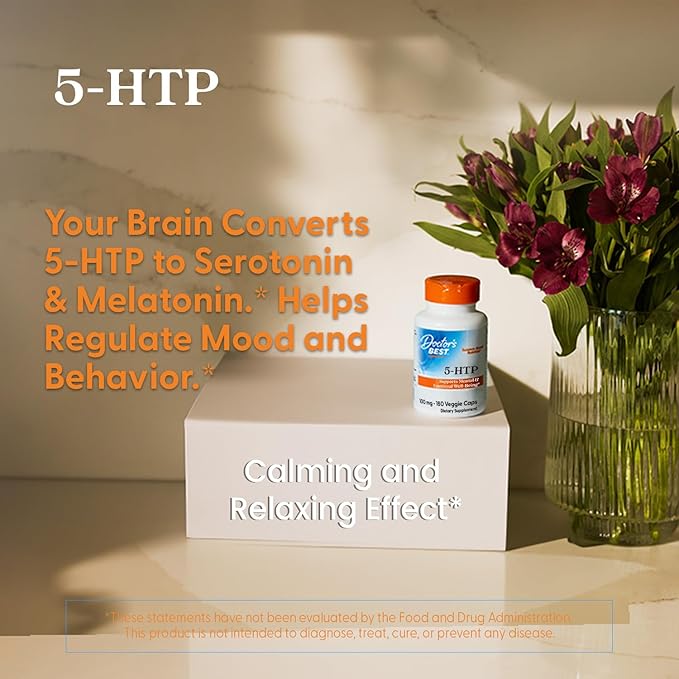 Doctors Best 5-HTP Supports Mental &amp Emotional Well-Being Non-GMO Gluten Free Soy Free Vegan 180 Veggie Caps